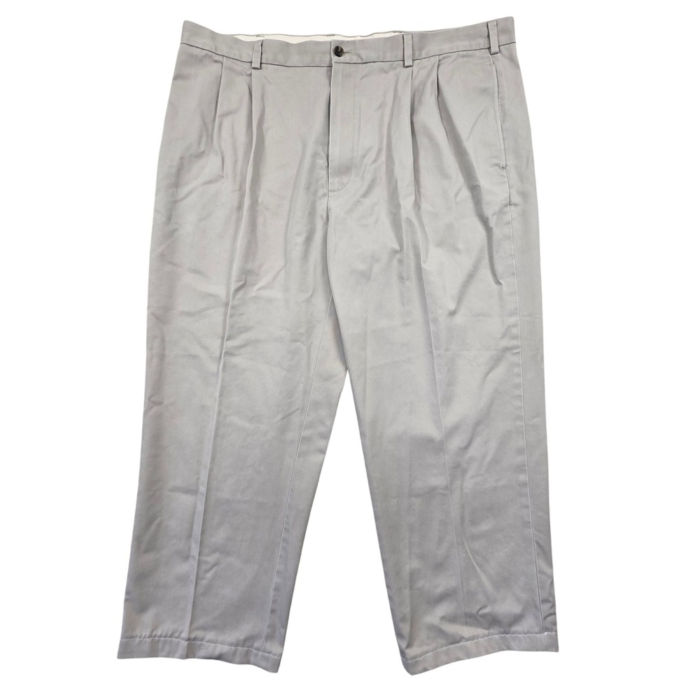 Brooks Brothers Advantage Chino Elliot Mens 42x27 Gray Pleated Cotton Pants